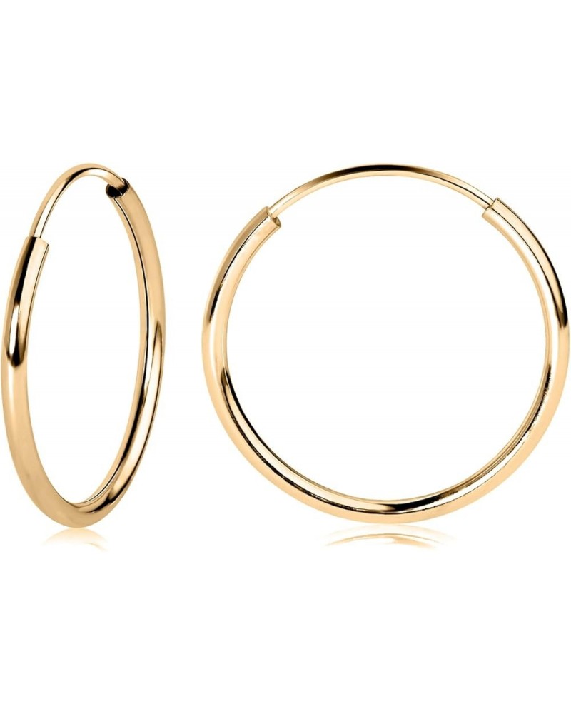 14k White or Yellow Gold Lightweight Endless Hoop Earrings (10-20mm) True 1.0mm width. Piercing to Lobe, Upper-Lobe for a Wom...