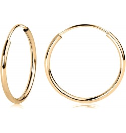 14k White or Yellow Gold Lightweight Endless Hoop Earrings (10-20mm) True 1.0mm width. Piercing to Lobe, Upper-Lobe for a Wom...