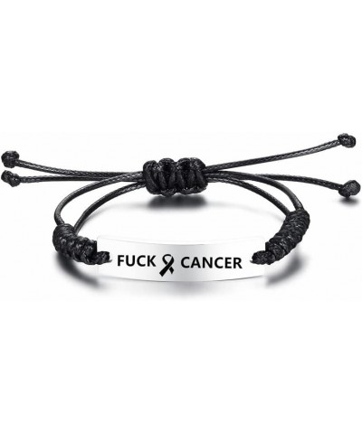 Fuck Cancer Bracelet Inspirational Gift for Her,Stainless Steel Adjust Cord Motivational Encouragement ID Bracelet Mantra Quo...