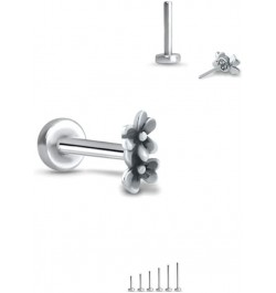 316 Stainless Steel Threadless Push Pin Nose Ring Labret Monroe Ear Cartilage Stud Double Flower Choose Your Color, Size & Ga...