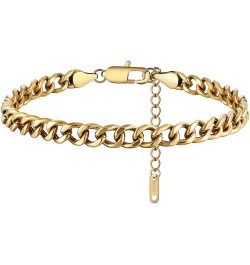 Gold Ankle Bracelets for Women Flat Mariner Cuban Rope Snake Anklet 18K Gold Plated Foot Chain Cuban Link Adjustable Ankle Br...