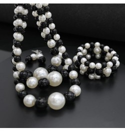 We Imitation Pearl Necklace for Women Large Chunky Pearl Necklaces Multilayer Pearl Necklace and Earring 1920s Costume Jewelr...