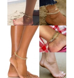 Gold Ankle Bracelets for Women Flat Mariner Cuban Rope Snake Anklet 18K Gold Plated Foot Chain Cuban Link Adjustable Ankle Br...