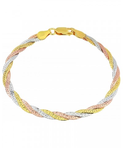 Elegant Tri-Colored Three Tone .925 Sterling Silver Omega Chain Bracelet $23.31 Bracelets