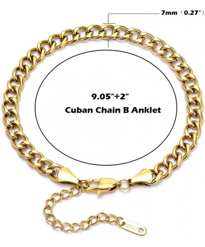 Gold Ankle Bracelets for Women Flat Mariner Cuban Rope Snake Anklet 18K Gold Plated Foot Chain Cuban Link Adjustable Ankle Br...