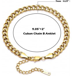 Gold Ankle Bracelets for Women Flat Mariner Cuban Rope Snake Anklet 18K Gold Plated Foot Chain Cuban Link Adjustable Ankle Br...