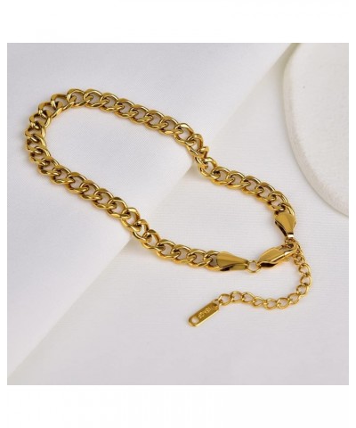 Gold Ankle Bracelets for Women Flat Mariner Cuban Rope Snake Anklet 18K Gold Plated Foot Chain Cuban Link Adjustable Ankle Br...