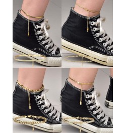 Gold Ankle Bracelets for Women Flat Mariner Cuban Rope Snake Anklet 18K Gold Plated Foot Chain Cuban Link Adjustable Ankle Br...