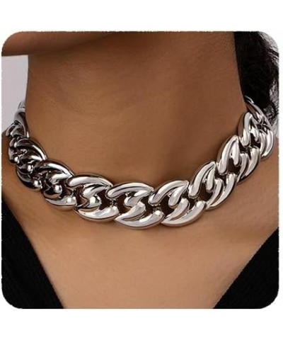 Punk Layered Chunky Choker Necklace Pendant Chain Collar Choker Necklace for Women Style 8 $8.39 Necklaces