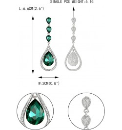 Austrian Crystal Bridal Hollow-out Teardrop Pierced Dangle Earrings Green Silver-Tone $13.91 Earrings