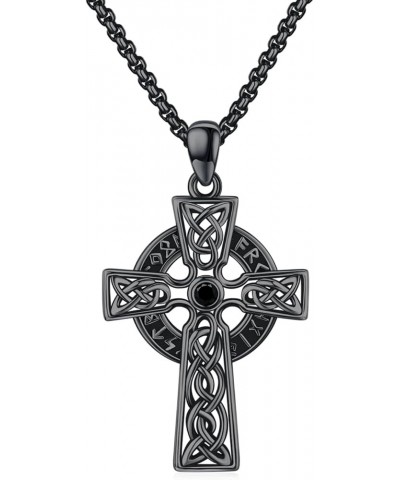 Celtic Cross Necklace 925 Sterling Silver Mens Cross Necklace Urn Cross Valknut/Wolf Viking Arrowhead Shield Necklace Cross C...