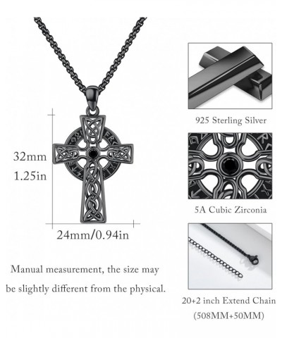 Celtic Cross Necklace 925 Sterling Silver Mens Cross Necklace Urn Cross Valknut/Wolf Viking Arrowhead Shield Necklace Cross C...