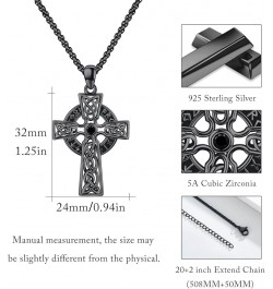 Celtic Cross Necklace 925 Sterling Silver Mens Cross Necklace Urn Cross Valknut/Wolf Viking Arrowhead Shield Necklace Cross C...