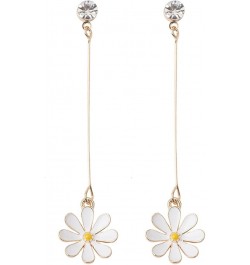 Daisy Flower Hook Earrings Cute Long Cute Gold Plated Crystal Chrysanthemum Sun Flower Dangle Dangling Jewelry Birthday Gifts...