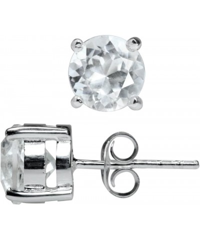 7mm Genuine Gemstone 925 Sterling Silver Stud Earrings natural white topaz $9.18 Earrings