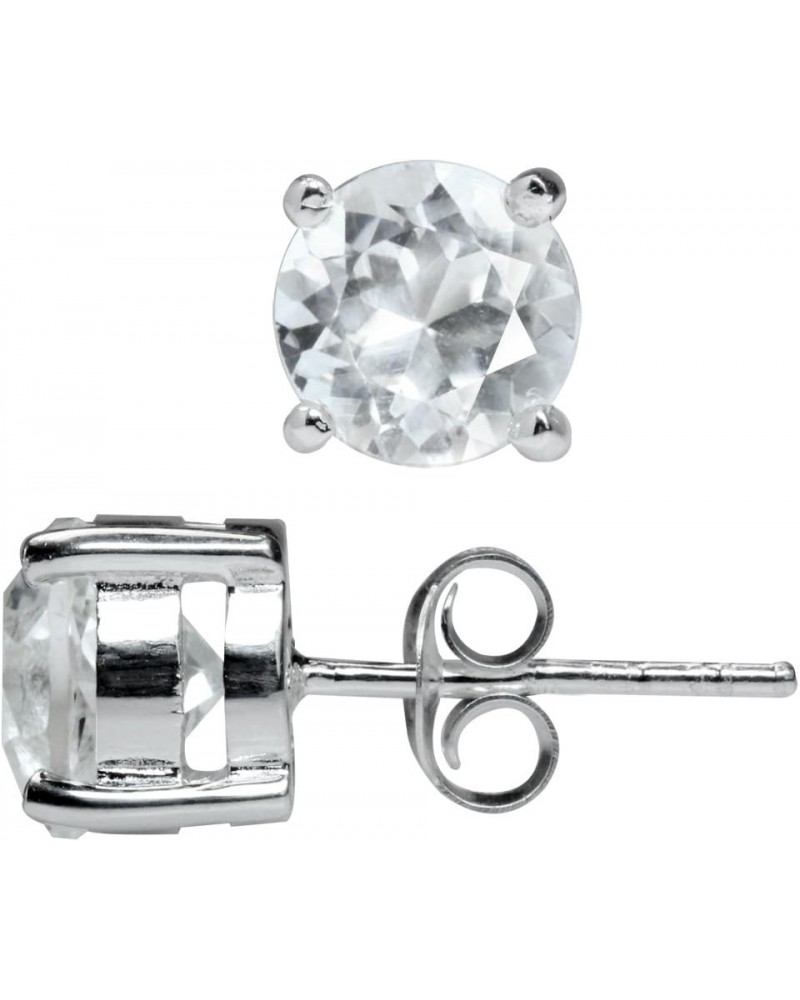 7mm Genuine Gemstone 925 Sterling Silver Stud Earrings natural white topaz $9.18 Earrings