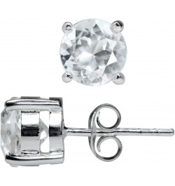 7mm Genuine Gemstone 925 Sterling Silver Stud Earrings natural white topaz $9.18 Earrings