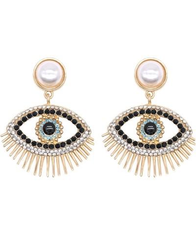 Crystal Evil Eyes Drop Earrings Fashion Unique Abstract Eyes Rhinestone Dangle Earring for Women Girls Exaggerated Jewelry Bl...