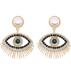 Crystal Evil Eyes Drop Earrings Fashion Unique Abstract Eyes Rhinestone Dangle Earring for Women Girls Exaggerated Jewelry Bl...