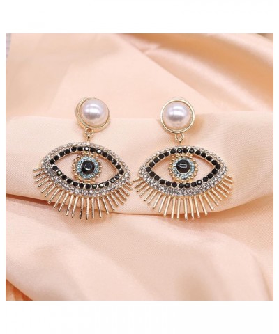 Crystal Evil Eyes Drop Earrings Fashion Unique Abstract Eyes Rhinestone Dangle Earring for Women Girls Exaggerated Jewelry Bl...