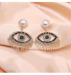 Crystal Evil Eyes Drop Earrings Fashion Unique Abstract Eyes Rhinestone Dangle Earring for Women Girls Exaggerated Jewelry Bl...