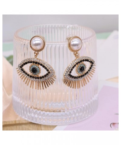 Crystal Evil Eyes Drop Earrings Fashion Unique Abstract Eyes Rhinestone Dangle Earring for Women Girls Exaggerated Jewelry Bl...