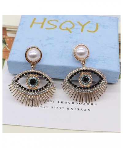 Crystal Evil Eyes Drop Earrings Fashion Unique Abstract Eyes Rhinestone Dangle Earring for Women Girls Exaggerated Jewelry Bl...