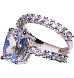 18K White Gold Plated Cubic Zirconia Two-in-One Halo Wedding Engagement Promise Eternity Ring for Women(10) 6 $14.20 Rings