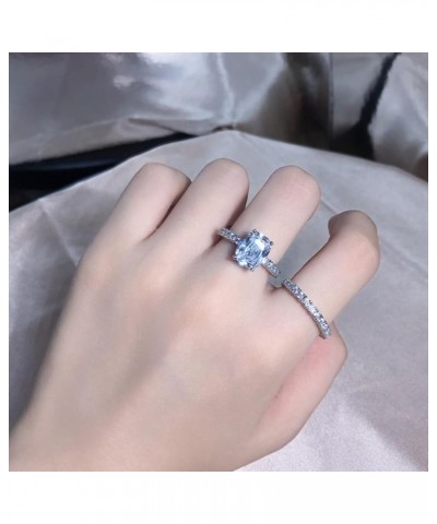 18K White Gold Plated Cubic Zirconia Two-in-One Halo Wedding Engagement Promise Eternity Ring for Women(10) 6 $14.20 Rings