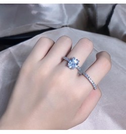 18K White Gold Plated Cubic Zirconia Two-in-One Halo Wedding Engagement Promise Eternity Ring for Women(10) 6 $14.20 Rings