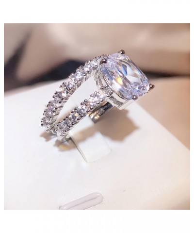 18K White Gold Plated Cubic Zirconia Two-in-One Halo Wedding Engagement Promise Eternity Ring for Women(10) 6 $14.20 Rings