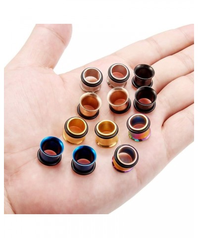 12PCS Gauge Tunnel Kit 12G-00G Surgical Steel Ear Gauges Earrings Plugs Stretching Set Single Flared Expanders for Women Men ...