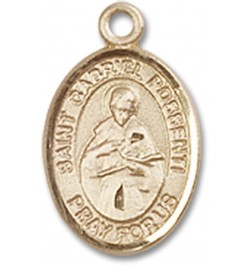 14 Karat Gold Catholic Patron Saint Medal Petite Charm Pendant, 1/2 Inch Saint Gabriel Possenti $100.58 Pendants