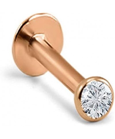 14k Solid Rose Gold Threadless Push Pin Nose Ring Stud 1.5mm, 2mm, 2.5mm or 3mm Bezel CZ 18G, 16G 2.5mm CZ-18G-5/16" Post $16...