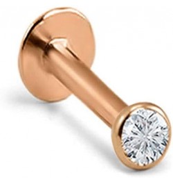 14k Solid Rose Gold Threadless Push Pin Nose Ring Stud 1.5mm, 2mm, 2.5mm or 3mm Bezel CZ 18G, 16G 2.5mm CZ-18G-5/16" Post $16...