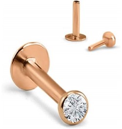 14k Solid Rose Gold Threadless Push Pin Nose Ring Stud 1.5mm, 2mm, 2.5mm or 3mm Bezel CZ 18G, 16G 2.5mm CZ-18G-5/16" Post $16...