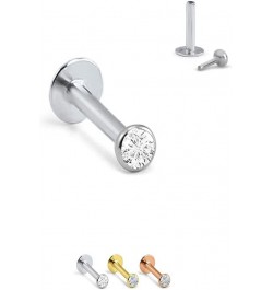 14k Solid Rose Gold Threadless Push Pin Nose Ring Stud 1.5mm, 2mm, 2.5mm or 3mm Bezel CZ 18G, 16G 2.5mm CZ-18G-5/16" Post $16...