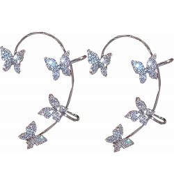 Women Butterfly Earrings Cuffs Wraps Clip Earrings Butterfly Rhinestone Jewelry Temperament Arc Ear Cuffs Zinc Butterfly Ear ...