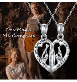 Heart Necklace for Women 925 Sterling Silver Heart Pendant Couples Keepsake Necklace Gift for Women Lovers Couple Matching Ne...