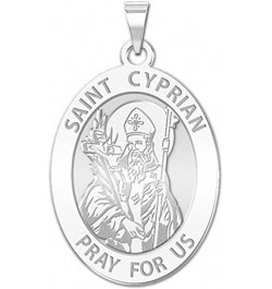 Saint Cyprian Oval Religious Medal - in Sterling Silver and 10K or 14K Gold 3/4 Inch X 1 Inch Medal With Engraving Solid 14k ...