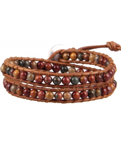 Double Wrap Bracelet Women Hand-Braided Turquoise Beads Bracelets Boho Leather Bracelets Bangle Tige Eye 19 $8.72 Bracelets