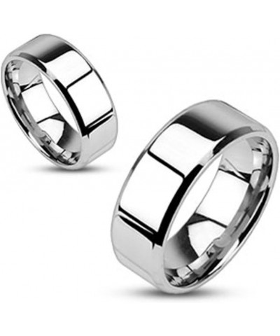 His and Hers Stainless Steel Princess Wedding Ring Set and Beveled Edge Wedding Band Women's Size 07 Men's 08mm Size 09 $21.0...