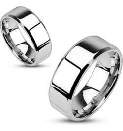 His and Hers Stainless Steel Princess Wedding Ring Set and Beveled Edge Wedding Band Women's Size 07 Men's 08mm Size 09 $21.0...