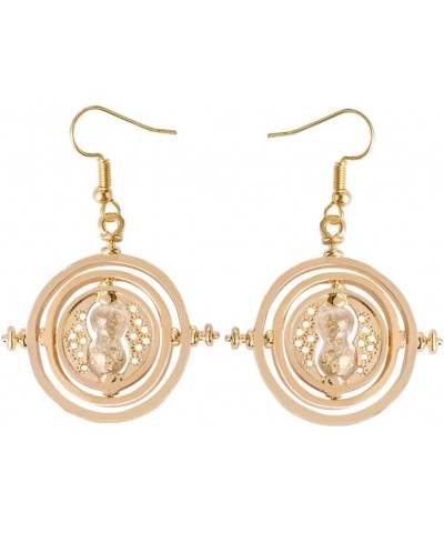 Hourglass Dangle Earrings Inspired Rotating Time Converter Hourglass Earrings For Girls Women gold plated $9.35 Earrings