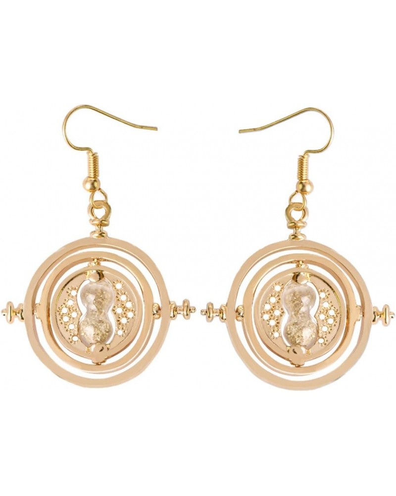 Hourglass Dangle Earrings Inspired Rotating Time Converter Hourglass Earrings For Girls Women gold plated $9.35 Earrings