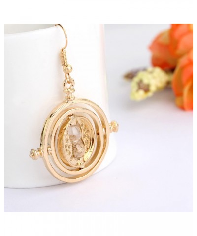 Hourglass Dangle Earrings Inspired Rotating Time Converter Hourglass Earrings For Girls Women gold plated $9.35 Earrings