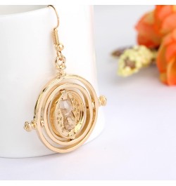 Hourglass Dangle Earrings Inspired Rotating Time Converter Hourglass Earrings For Girls Women gold plated $9.35 Earrings