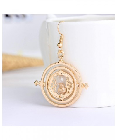 Hourglass Dangle Earrings Inspired Rotating Time Converter Hourglass Earrings For Girls Women gold plated $9.35 Earrings