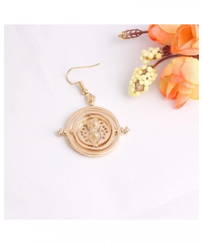 Hourglass Dangle Earrings Inspired Rotating Time Converter Hourglass Earrings For Girls Women gold plated $9.35 Earrings