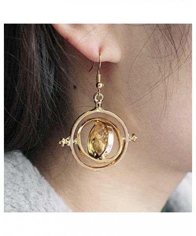 Hourglass Dangle Earrings Inspired Rotating Time Converter Hourglass Earrings For Girls Women gold plated $9.35 Earrings